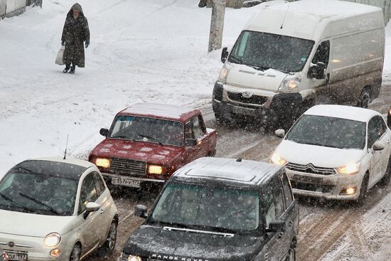 Aftermath of heavy snowfall in Moscow