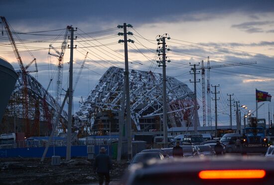 Construction of Olympic facilities in Sochi's Imereti Valley