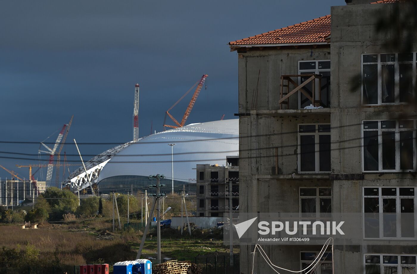 Construction of Olympic objects in Imeretinskaya Valley in Sochi