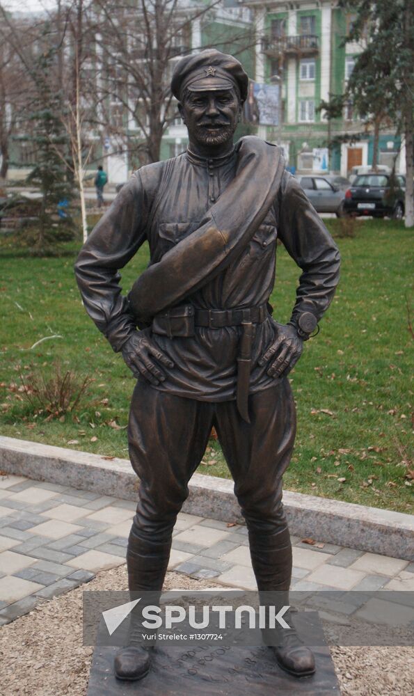 Unveiling of monument to movie character Comrade Sukhov