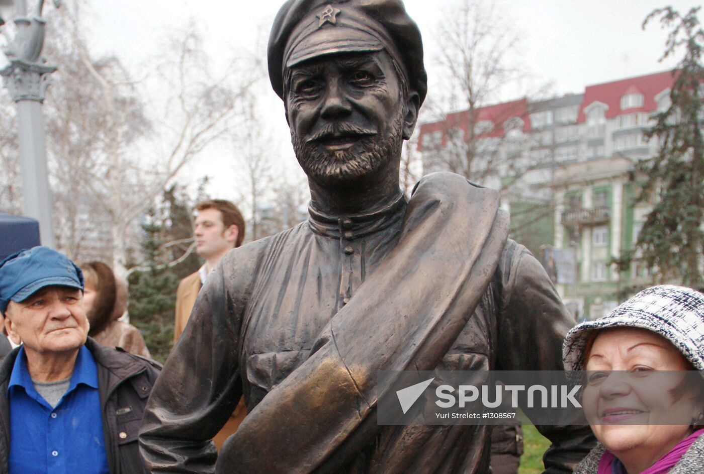 Monument to movie character Comrade Sukhov
