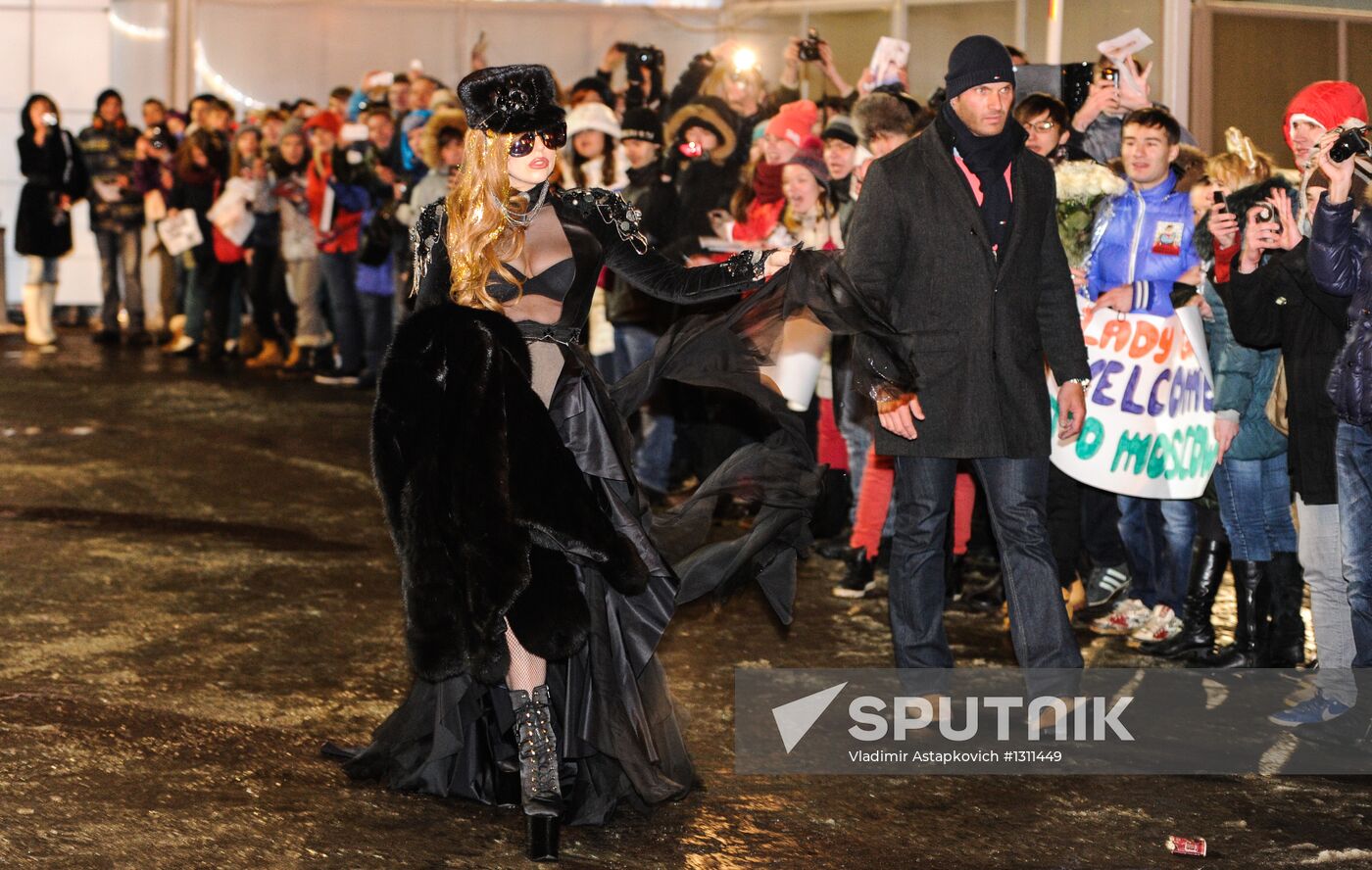 US singer Lady Gaga arrives in Moscow