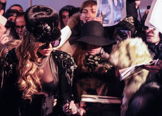US singer Lady Gaga arrives in Moscow