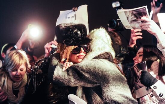 US singer Lady Gaga arrives in Moscow