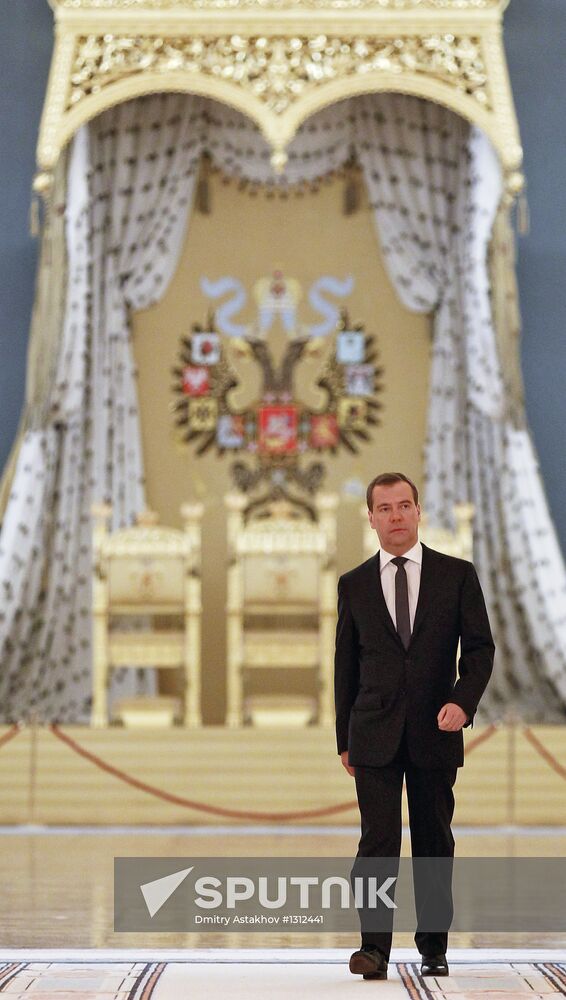 D. Medvedev listens to presidential address to Federal Assembly