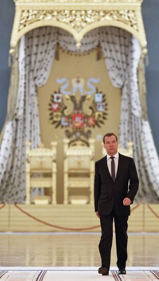 D. Medvedev listens to presidential address to Federal Assembly