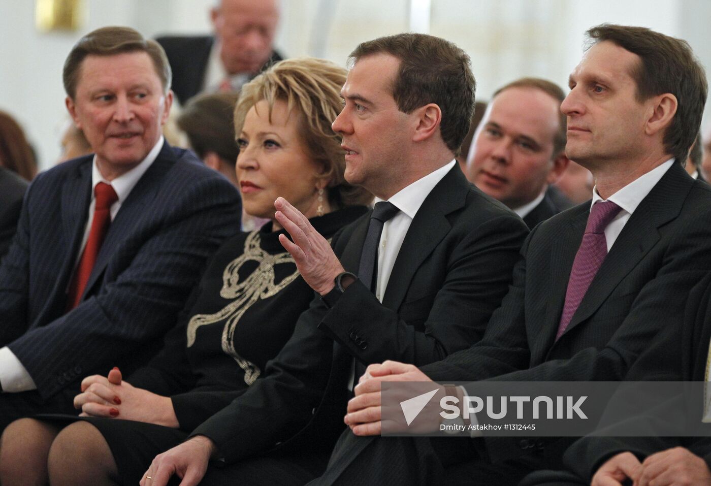 D. Medvedev listens to presidential address to Federal Assembly