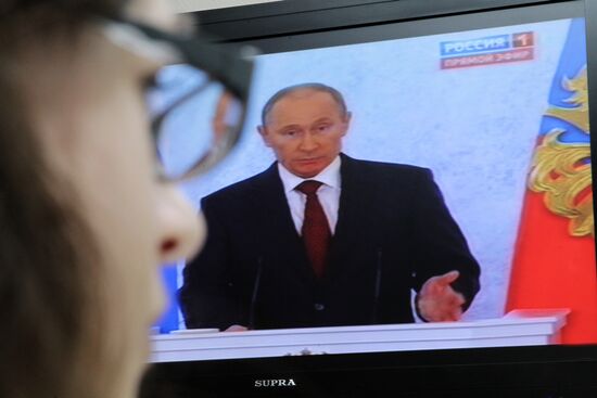 Broadcast of Russian president's address to Federal Assembly