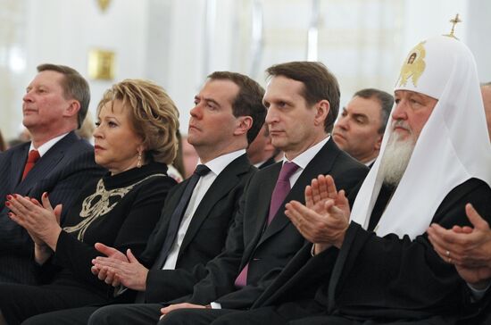 D. Medvedev listens to presidential address to Federal Assembly
