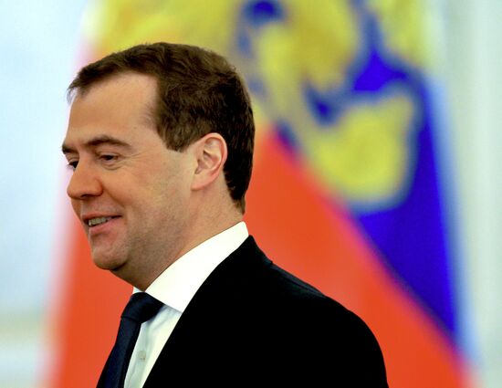 D. Medvedev listens to presidential address to Federal Assembly