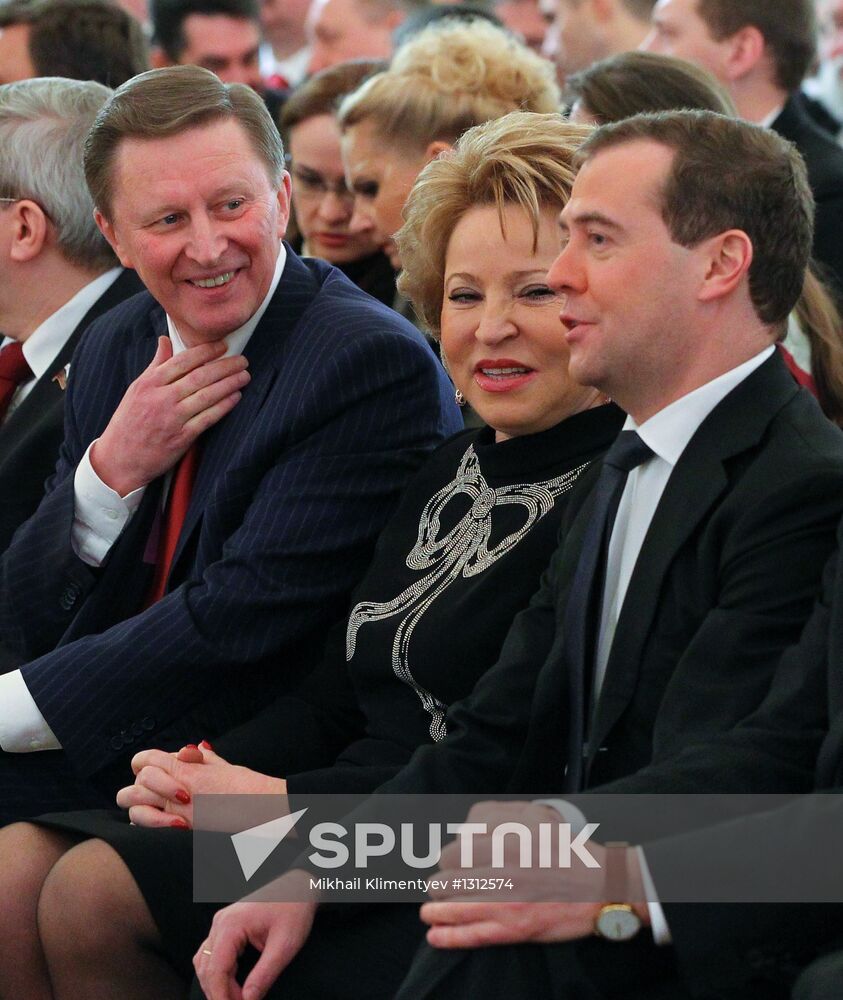 Medvedev listens to President's address to Federal Assembly