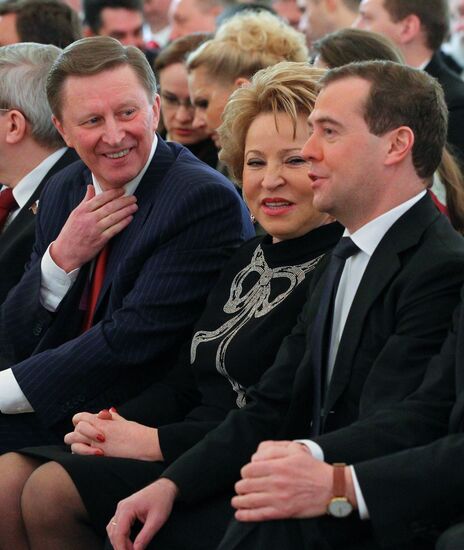 Medvedev listens to President's address to Federal Assembly