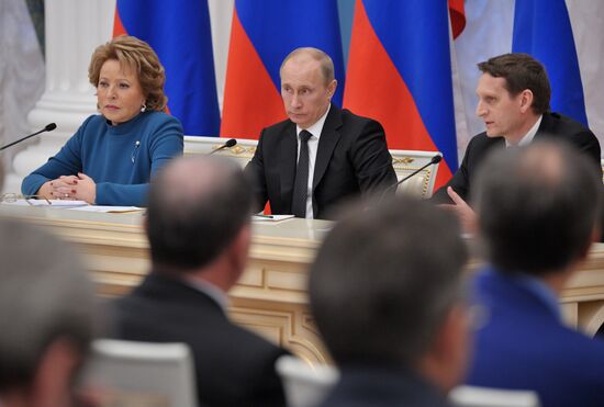 Vladimir Putin meets with Lawmakers Council