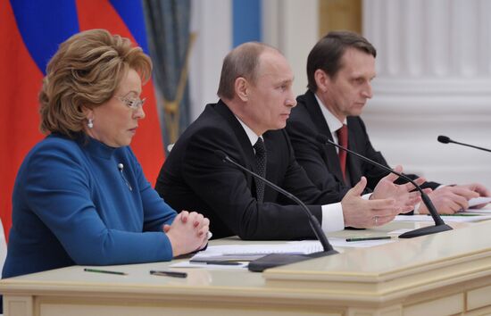 Vladimir Putin meets with Lawmakers Council