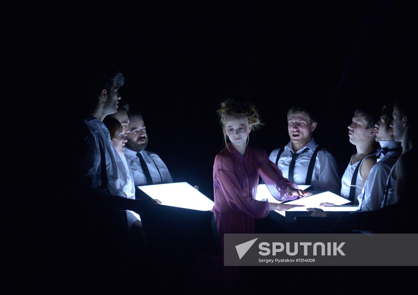 Rehearsal of play "Sailors and Whores" in Moscow