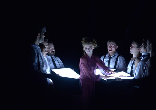 Rehearsal of play "Sailors and Whores" in Moscow