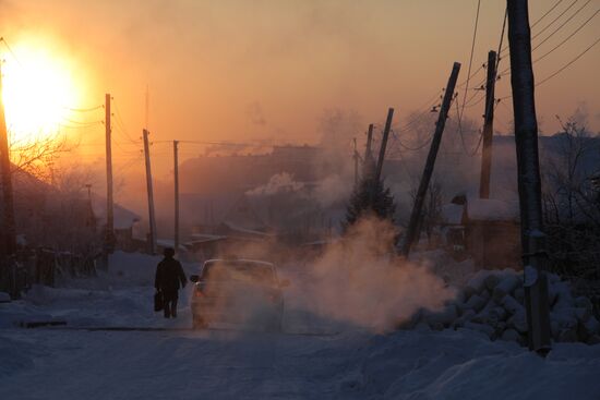 Severe cold in Russian regions