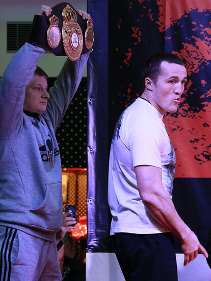 Boxing. D.Lebedev and S.Silgado during weigh-in for their fight