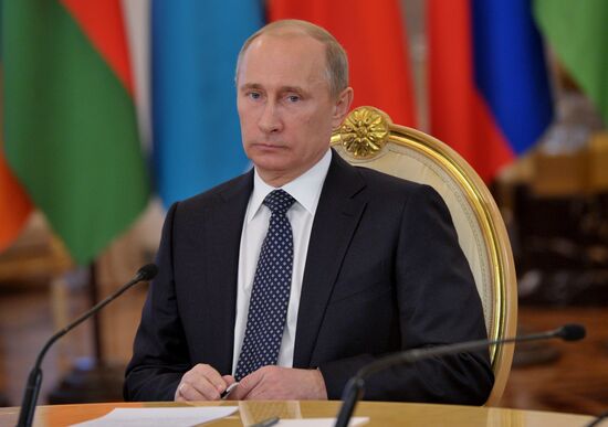 Vladimir Putin at CSTO Council meeting in the Kremlin