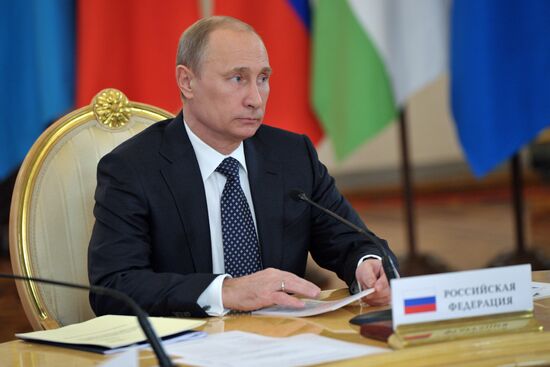 Vladimir Putin at CSTO Council meeting in the Kremlin