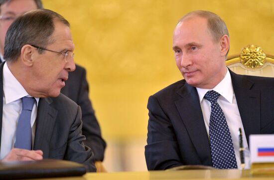 Vladimir Putin at CSTO Council meeting in the Kremlin