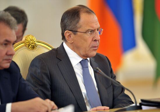 Sergei Lavrov at CSTO Council meeting at Kremlin