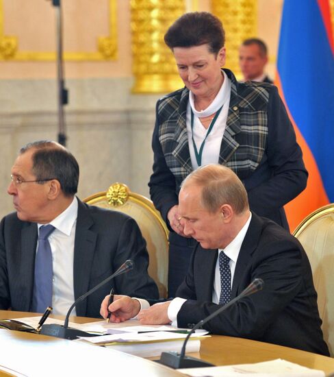 Vladimir Putin at CSTO Council meeting in the Kremlin