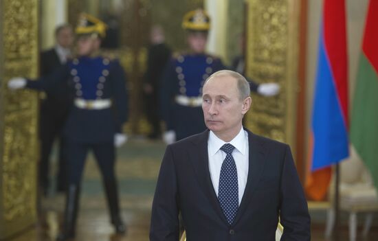 Vladimir Putin at CSTO Council meeting in the Kremlin