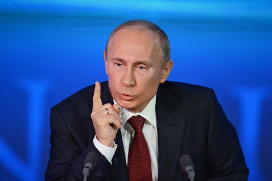 Vladimir Putin gives news conference