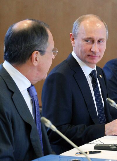 Vladimir Putin at Russia-EU summit in Brussels