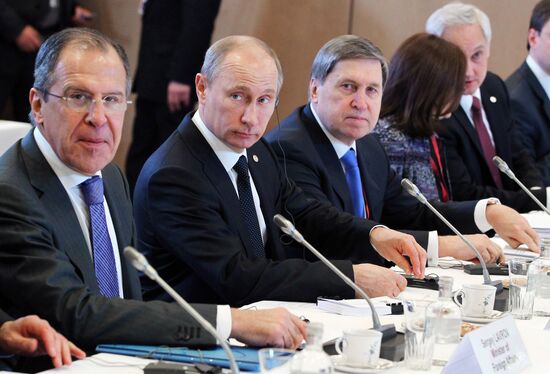 Vladimir Putin at Russia-EU summit in Brussels