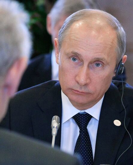 Vladimir Putin at Russia-EU summit in Brussels