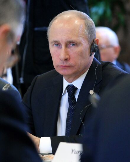 Vladimir Putin at Russia-EU summit in Brussels