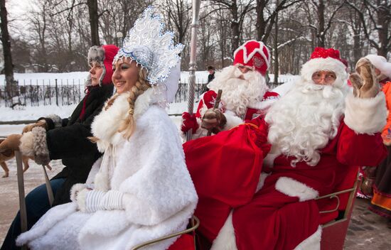 Meeting of Russian Father Frost and Finnish Joulupukki