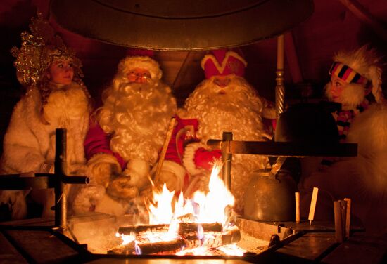 Meeting of Russian Father Frost and Finnish Joulupukki
