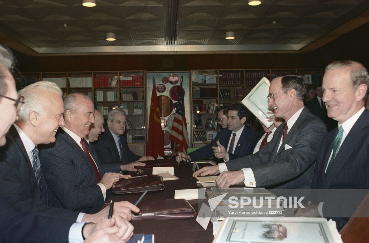 Eduard Shevardnadze, Mikhail Gorbachev, James Baker, George Bush