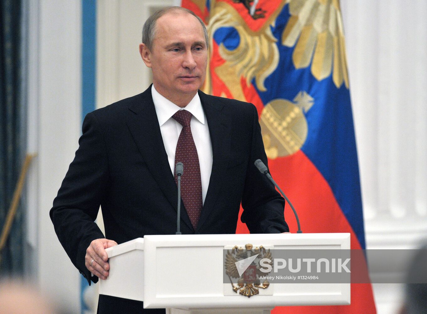 President Vladimir Putin presents state awards at the Kremlin