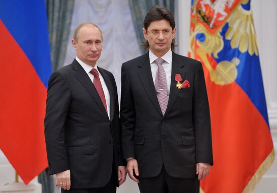 President Vladimir Putin presents state awards at the Kremlin