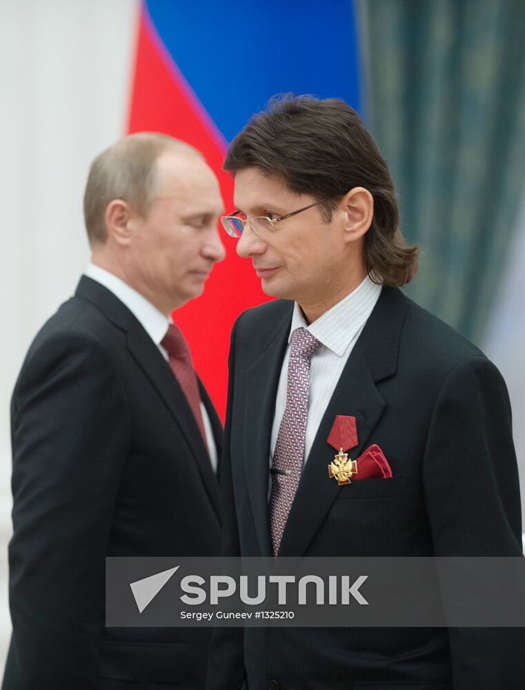 President Vladimir Putin presents state awards at the Kremlin