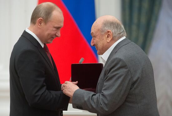 President Vladimir Putin presents state awards at the Kremlin