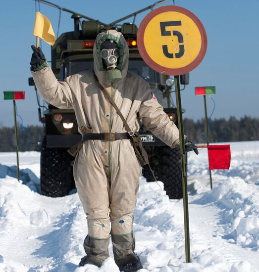 Troops in radiation, biological and chemical protection training