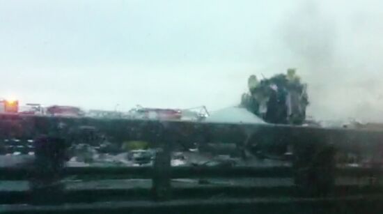 Tu-204 goes off the landing strip in Vnukovo and catches fire