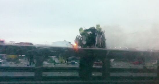 Tu-204 goes off the landing strip in Vnukovo and catches fire