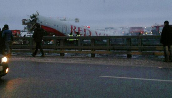 Tu-204 plane goes off landing strip at Vnukovo and catches fire