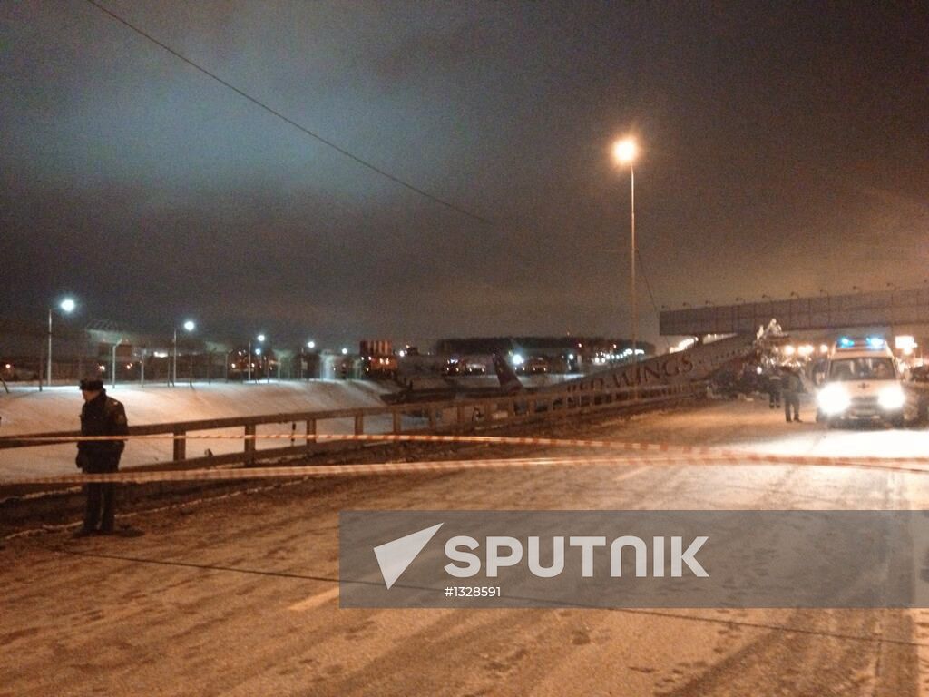 Tu-204 plane skids off runway and catches fire in Vnukovo