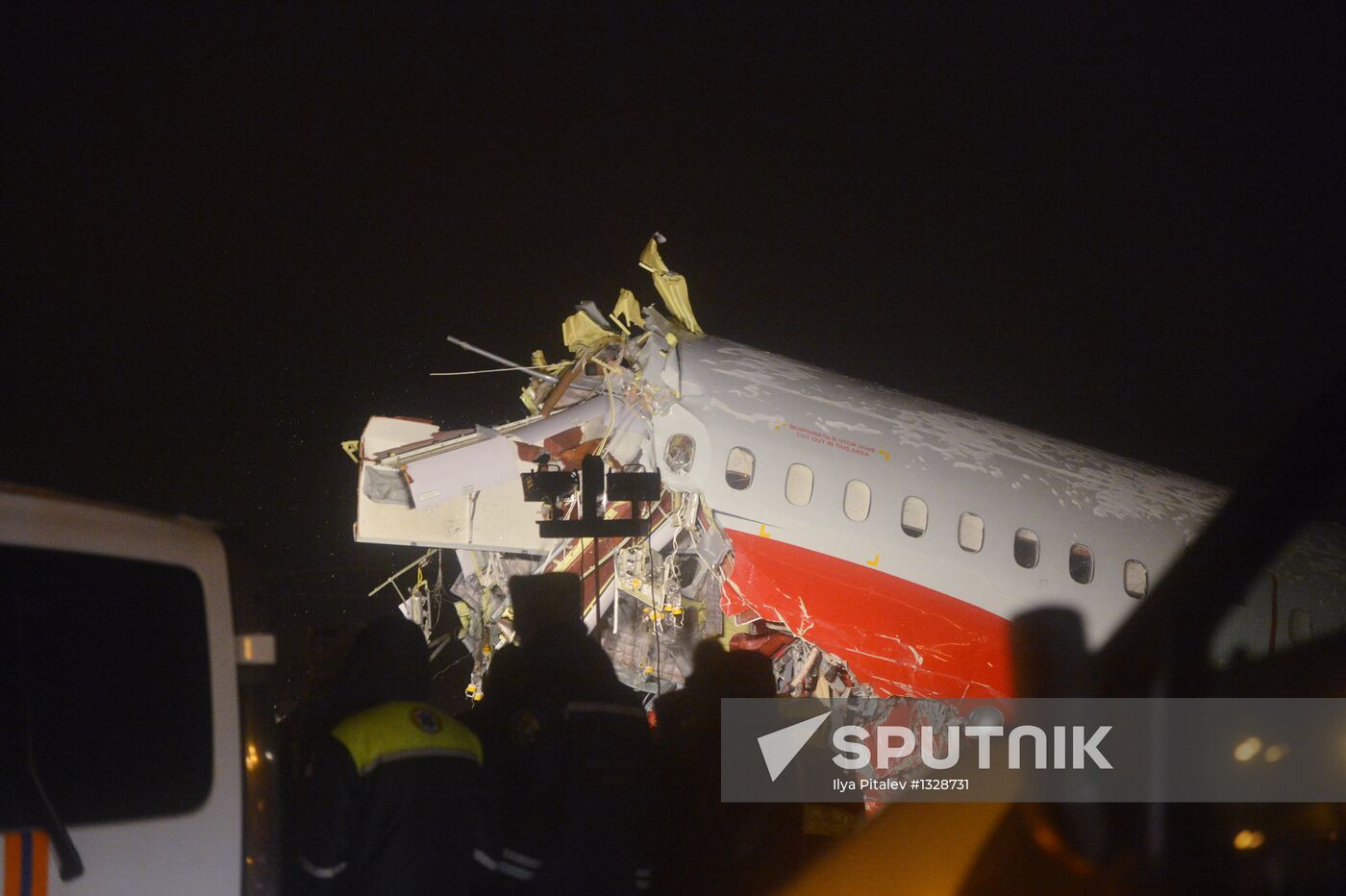 Tu-204 plane skids off runway and catches fire in Vnukovo