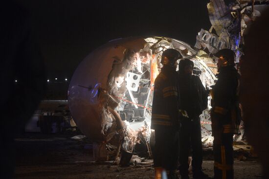 Tu-204 plane skids off runway and catches fire in Vnukovo
