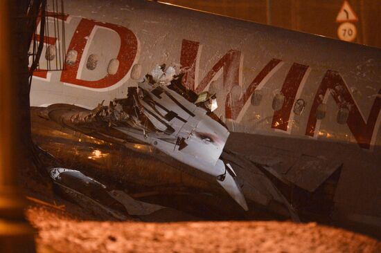 Tu-204 plane skids off runway and catches fire in Vnukovo