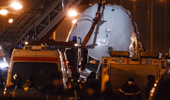 Tu-204 plane skids off runway and catches fire in Vnukovo