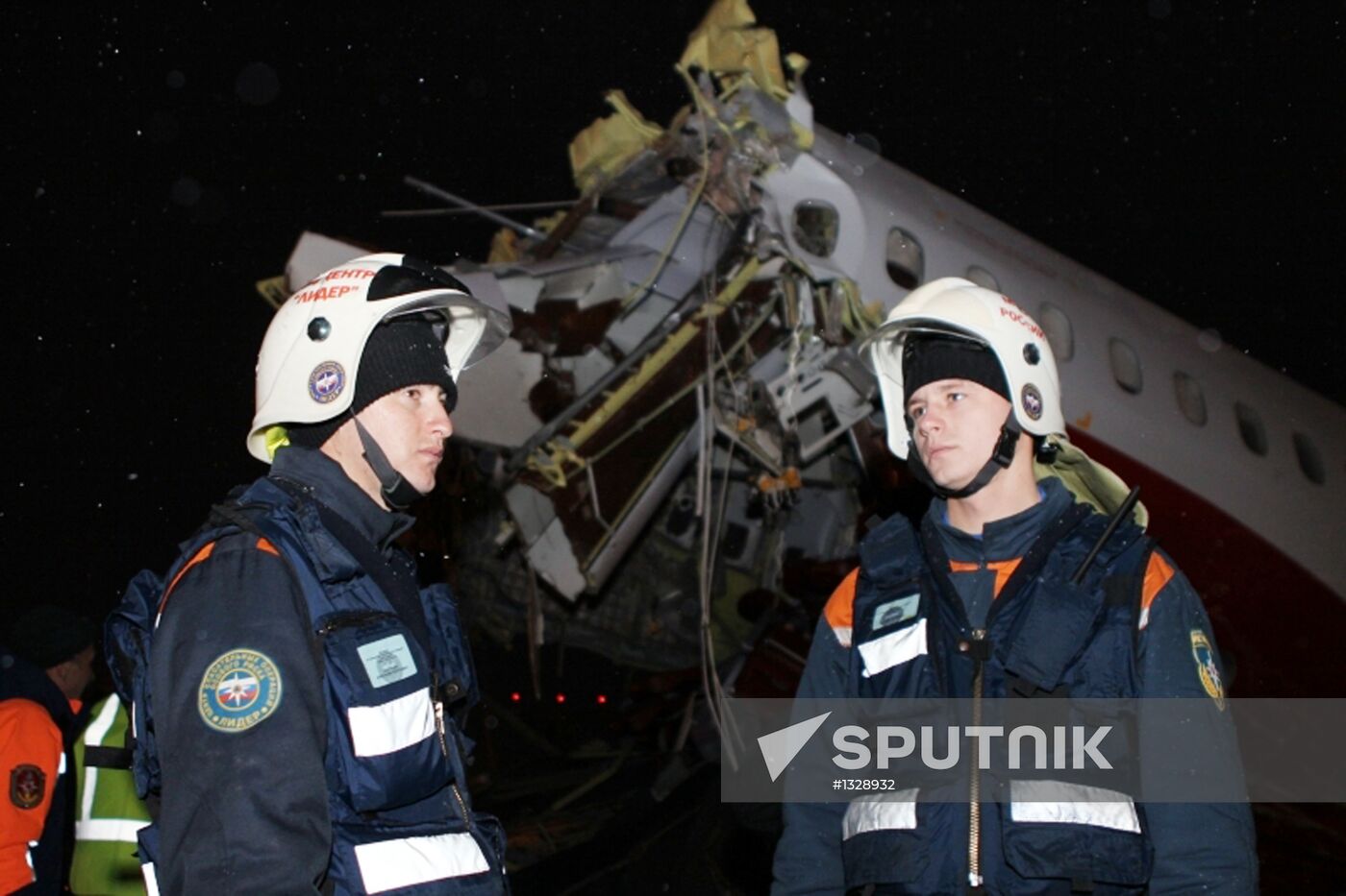 Wreckage of a Tu-204 airplane at Vnukovo airport